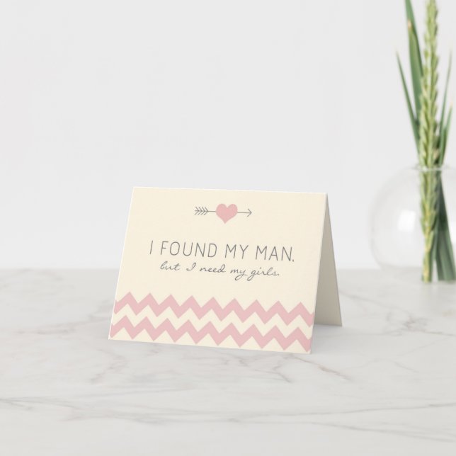 Cream & Pink Chevron Junior Bridesmaid Card (Front)