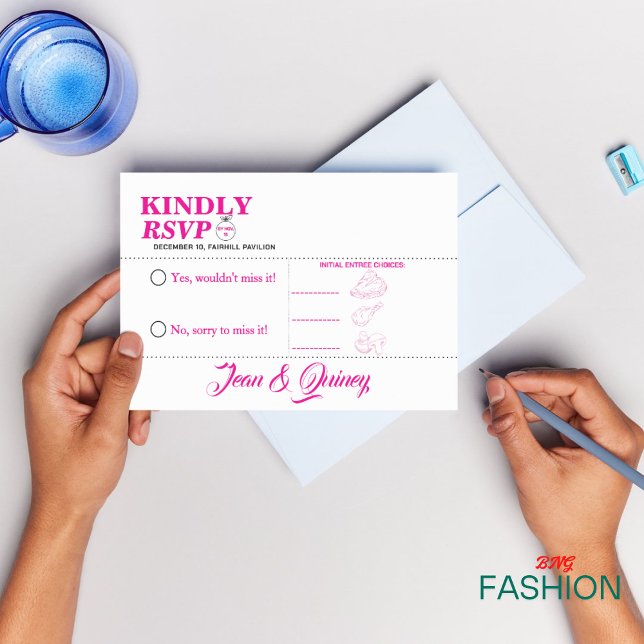 Cream Pink Classy Calligraphy Style Wedding  RSVP Card (Creator Uploaded)