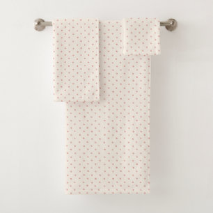 Cream Pink Dots Whimsical Bath Towel Set