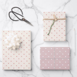 Cream Pink Dots Whimsical Birthday Wrapping Paper Sheet