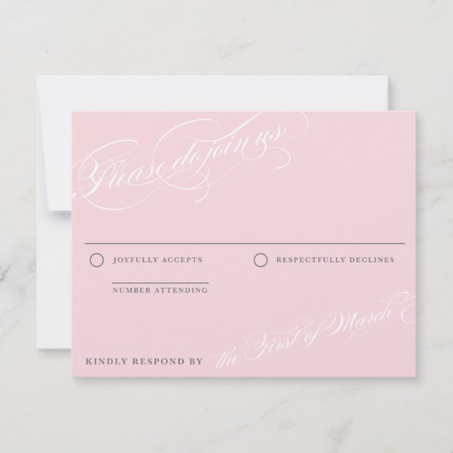 Cream, Pink & Grey • Custom RSVP Card (Front)