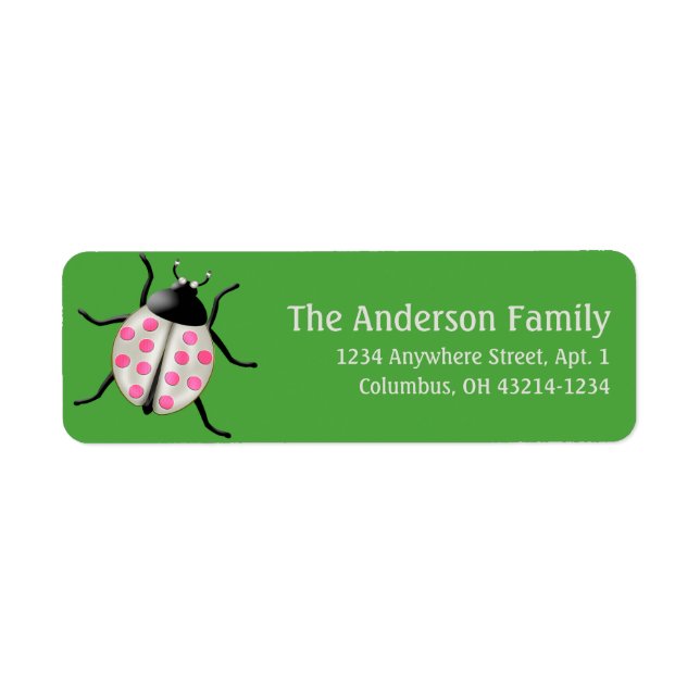 Cream & Pink Ladybug Cute Address Labels (Front)