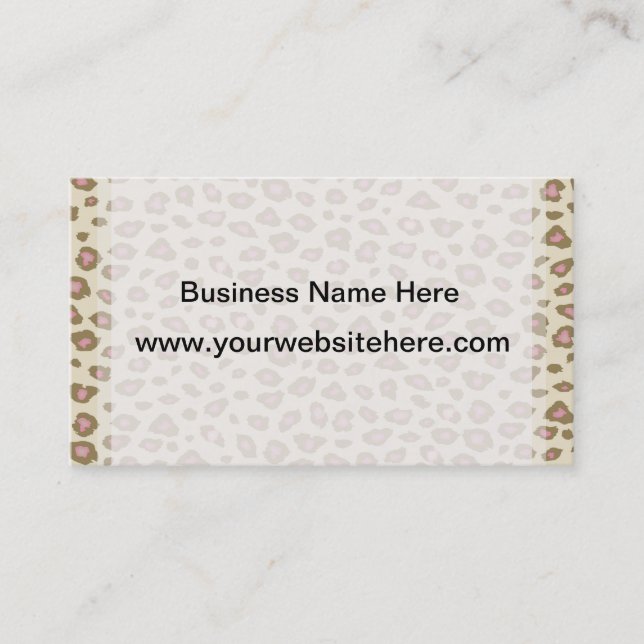 Cream Pink Leopard Print Business Card (Front)