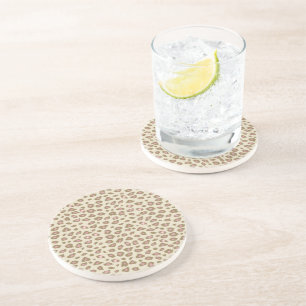 Cream Pink Leopard Print Coaster