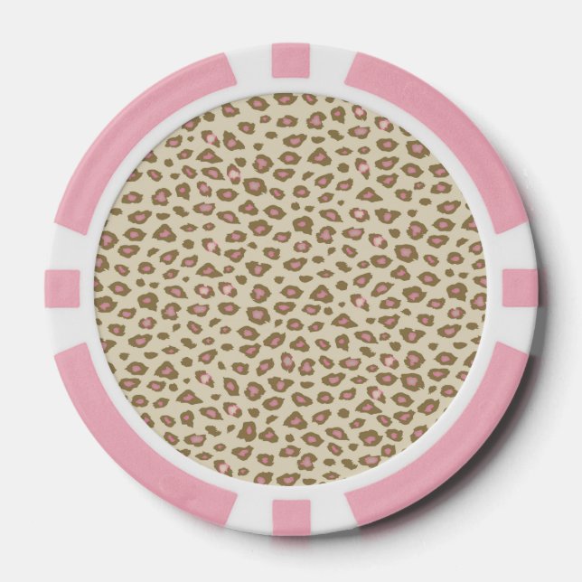 Cream Pink Leopard Print Poker Chips (Front)