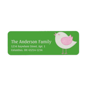 Cream & Pink Little Birdie 2 Chic Address Labels
