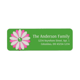 Cream & Pink Little Flower 12 Chic Address Labels