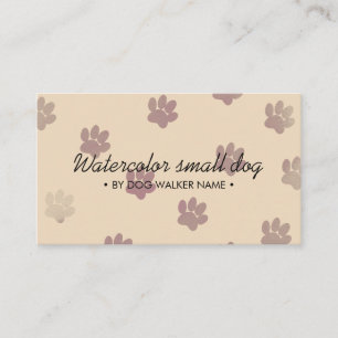 Cream pink paws dogs simple groomer pet sitter business card
