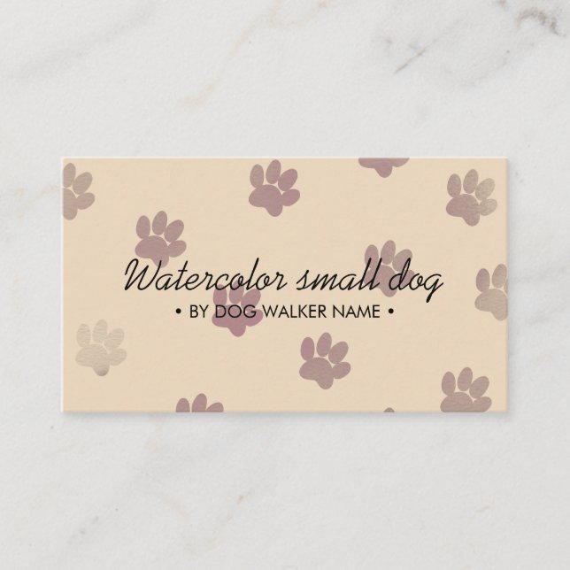 Cream pink paws dogs simple groomer pet sitter business card (Front)