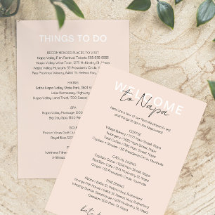 Cream Pink Places to Eat and Things to Do Card