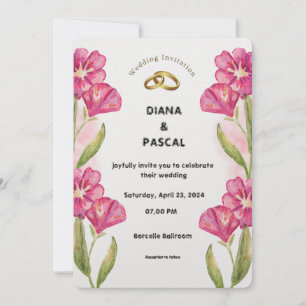 Cream Pink Watercolor Wedding Invitation