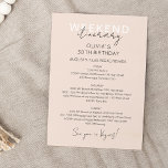Cream Pink Weekend Birthday Itinerary Invitation<br><div class="desc">Delicate Modern Calligraphic Weekend schedule timeline.
Design features an elegant modern style text layout. To make advanced changes,  please select "Click to customise further" option under Personalise this template.</div>