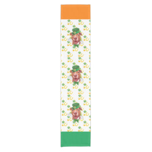 Cream Pitbull Holiday Home Decor St Patricks Day Short Table Runner