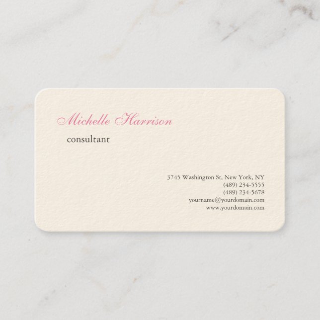 Cream Plain Classical Plain Simple Business Card (Front)