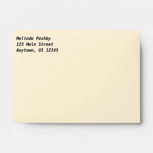 Cream Plain Simple A6 4x6 Return Address Envelopes (Front)