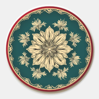 Cream Poinsettia Floral Festivity Classic Round Sticker