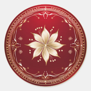 Cream Poinsettia Seasonal Splendour Classic Round Sticker