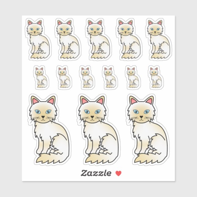 Cream Point Birman / Ragdoll Cute Cartoon Cats (Sheet)