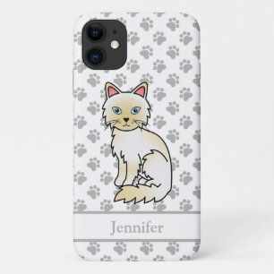 Cream Point Birman / Ragdoll Cute Cat & Name iPhone 11 Case
