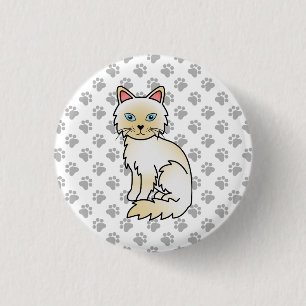 Cream Point Birman / Ragdoll Cute Cat & Paws 3 Cm Round Badge