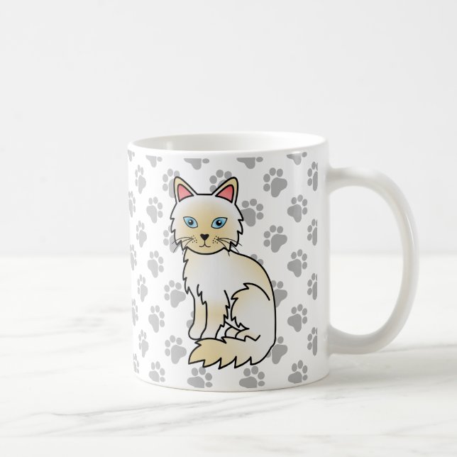 Cream Point Birman / Ragdoll Cute Cat & Paws Coffee Mug (Right)
