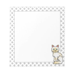 Cream Point Birman / Ragdoll Cute Cat & Paws Notepad