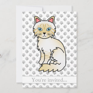 Cream Point Tabby Birman/Ragdoll Birthday Party Invitation