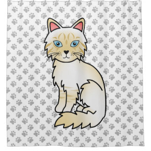 Cream Point Tabby Birman / Ragdoll Cat & Paws Shower Curtain
