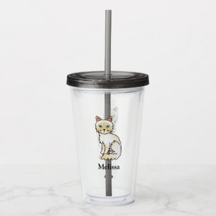 Cream Point Tabby Birman / Ragdoll Cat With Name Acrylic Tumbler