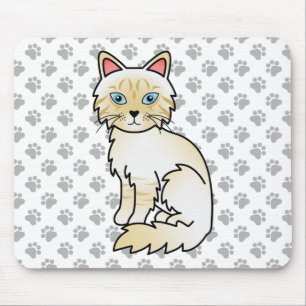 Cream Point Tabby Birman/Ragdoll Cute Cat & Paws Mouse Mat