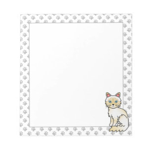 Cream Point Tabby Birman / Ragdoll Cute Cat & Paws Notepad