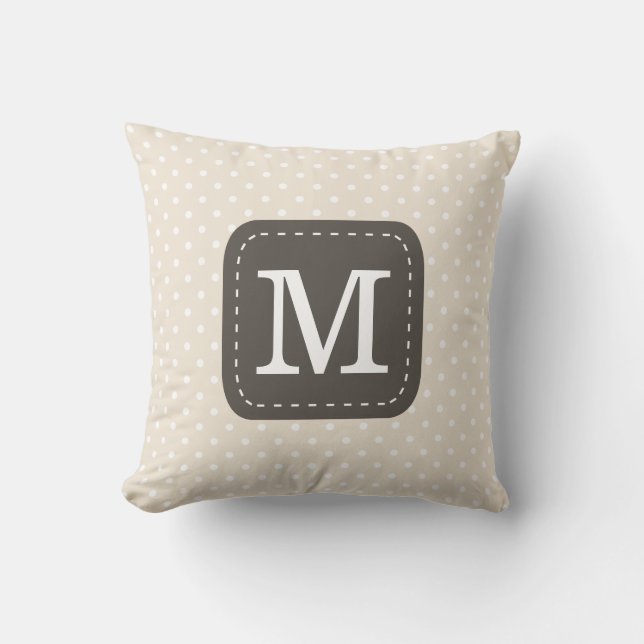 Cream Polka Dot Pattern with Custom Monogram Cushion (Front)