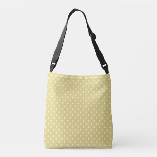 Cream polka dots design on green crossbody bag (Back)