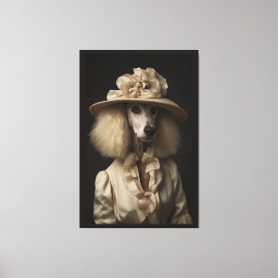 Cream Poodle Flower Hat Canvas Print