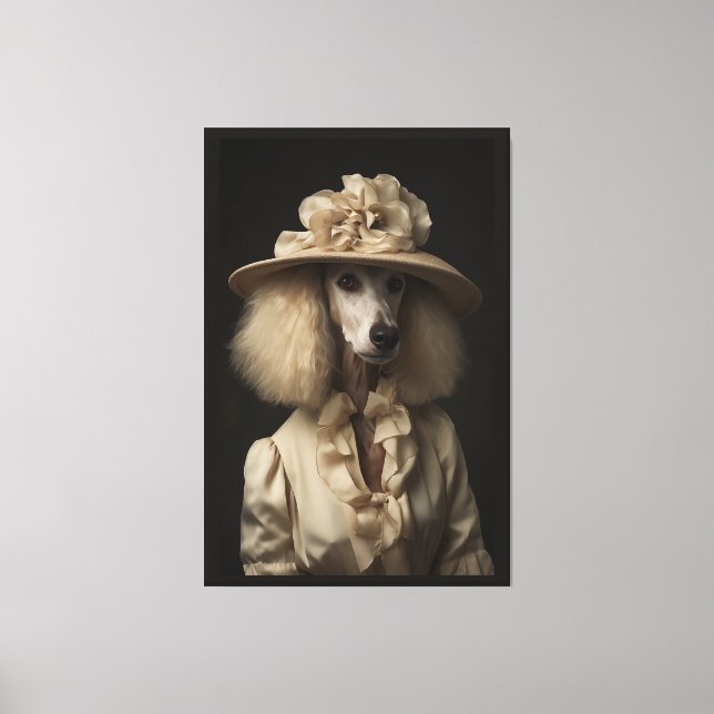 Cream Poodle Flower Hat Canvas Print (Front)