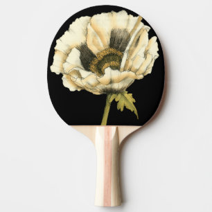 Cream Poppy Flower on Black Background Ping Pong Paddle