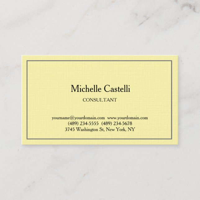 Cream Premium Linen Professional Unique Classical Business Card (Front)