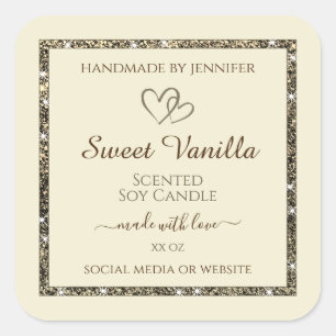 Cream Product Packaging Labels Gold Glitter Border