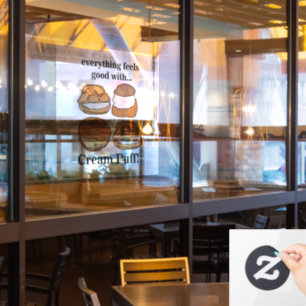 Cream Puff Food Dessert Restaurant Window Cling