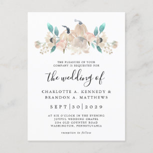 Cream Pumpkin and Eucalyptus Fall Chic Invitation Postcard