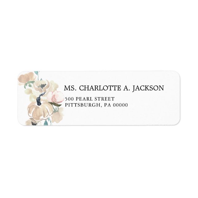 Cream Pumpkin Eucalyptus Fall Chic Wedding Address (Front)