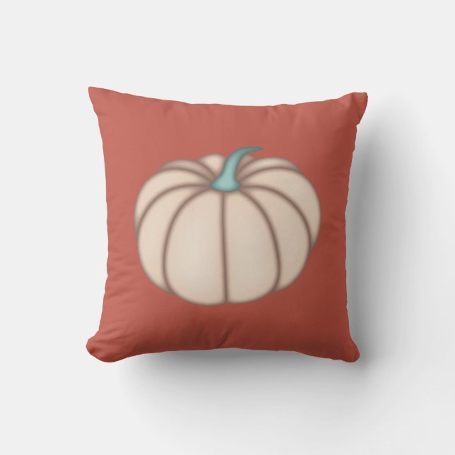 Cream Pumpkin on Dark Orange Throw Pillow (Front)