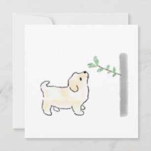 Cream Puppy Sniffing Branch Pet Lover Gift Invitation