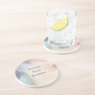 Cream Purple Aqua Pink Swirl Coaster
