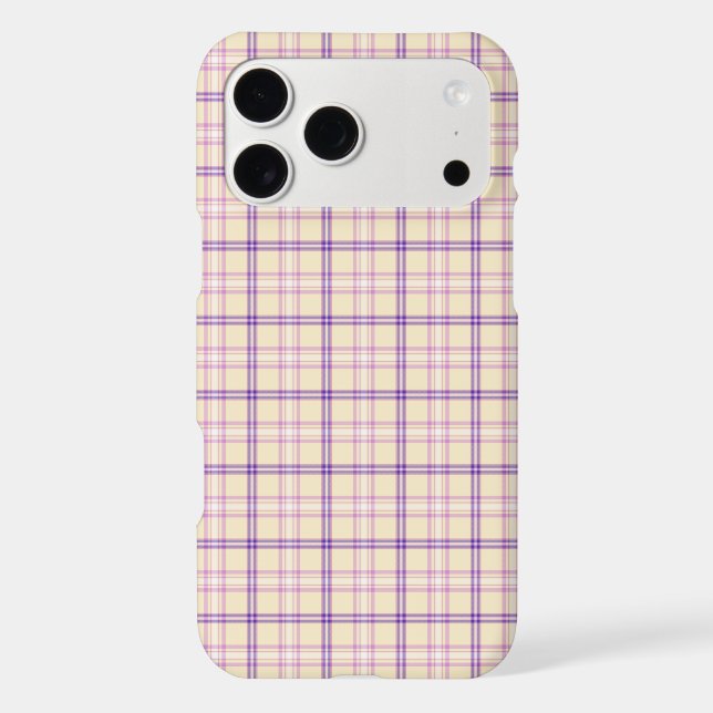 Cream Purple Plaid Classic Pattern iPhone Case (Back)