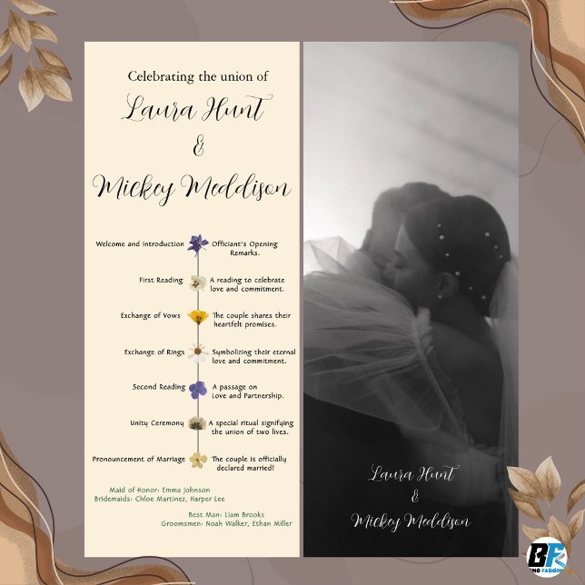 Cream Purple Yellow Floral Style Wedding Program  (Creator Uploaded)