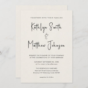 Cream QR Code All In One Modern Chic Wedding Invitation