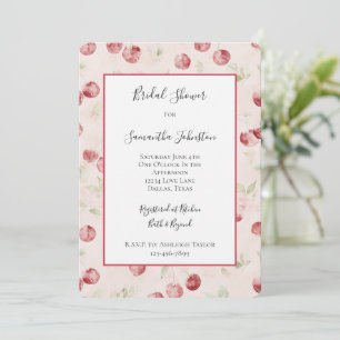 Cream Red Cherries Bridal Shower Invitation