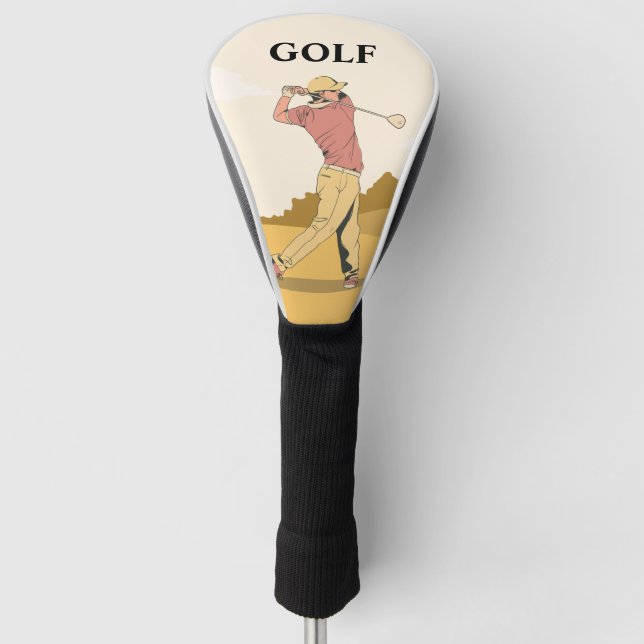 Cream Red Custom Best Driver Golf Head Cover (Front)