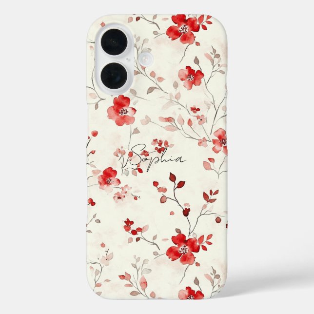 Cream Red Floral   Case-Mate iPhone Case (Back)